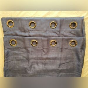 Curtain Panels 2, Blue sheer panels with dark silver grommets, 72” x 54” each‎